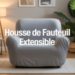 housse de fauteuil extensible sur fauteuil gris moderne