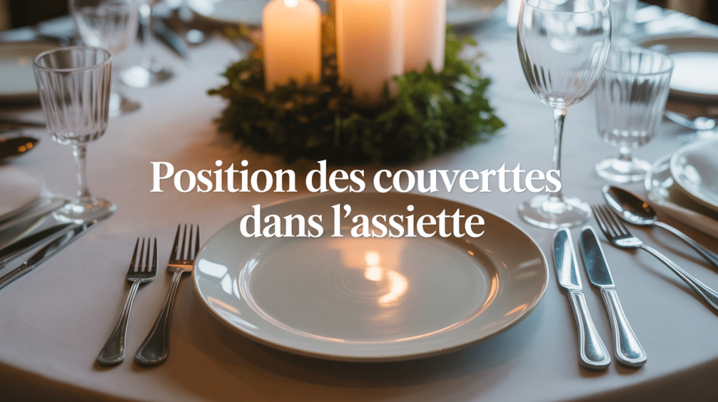 position des couverts dans l'assiette sur table élégante