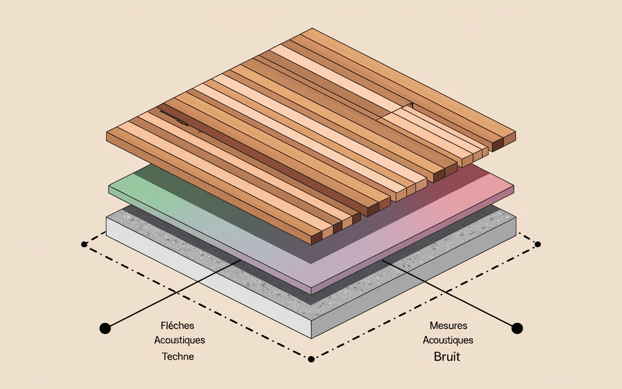 Schéma coupe parquet et sous-couche isolation phonique parquet