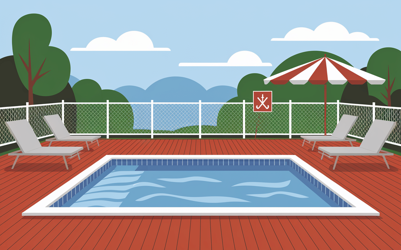 Sécurité piscine sur une terrasse barrière alarme couverture