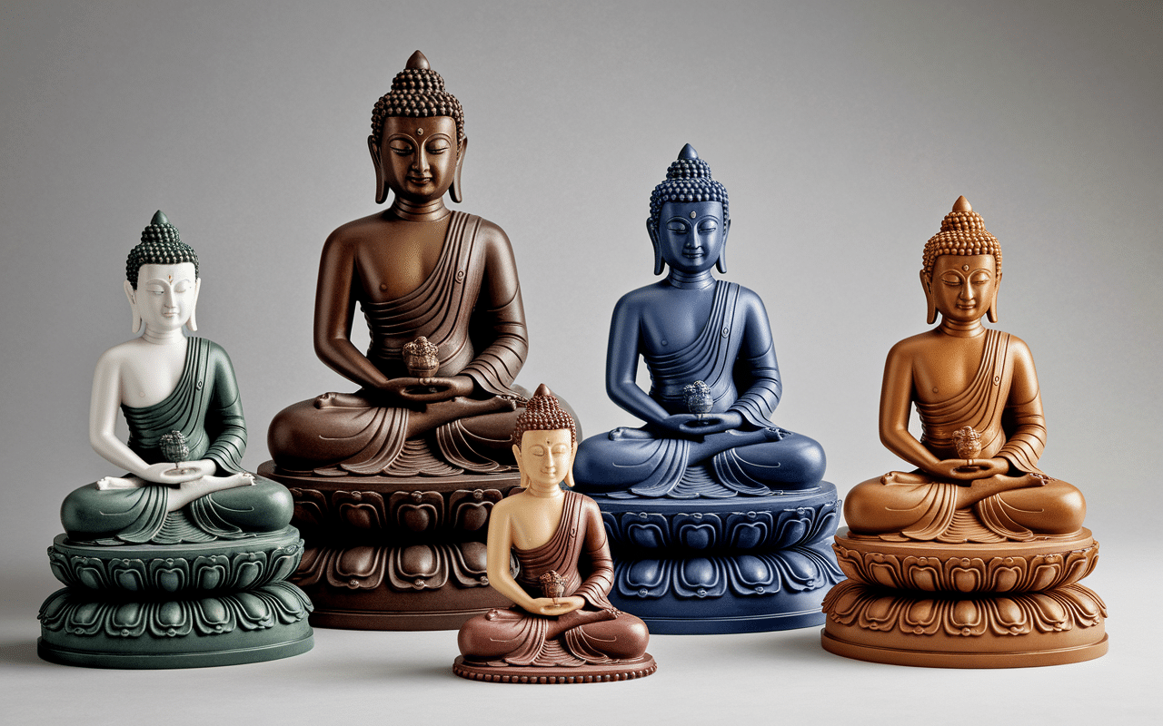 collection statue bouddha pierre bronze resine bois