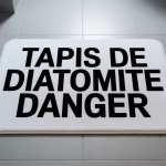 Tapis diatomite danger blanc sur carrelage, eau, avertissement