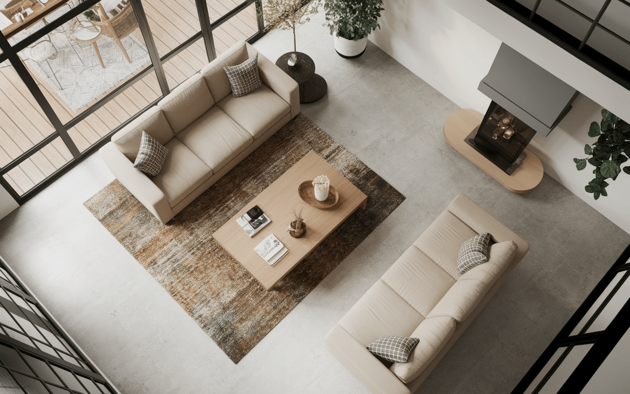 Placement optimisé du tapis pour style industriel