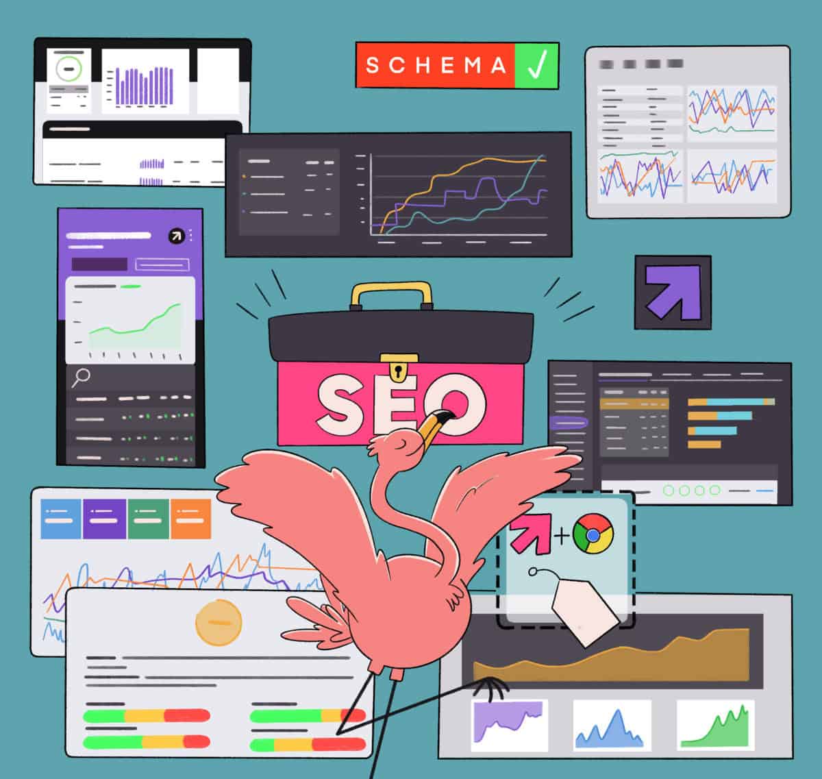 Seo analysis and digital marketing concept illustration.