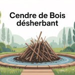 illustration cendre de bois désherbant au jardin