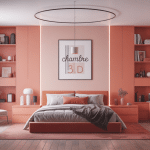 Vue globale chambre en 3D moderne
