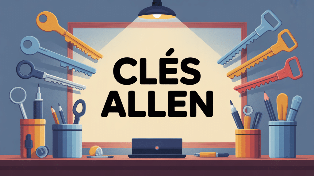 illustration stylisée clés allen sur établi