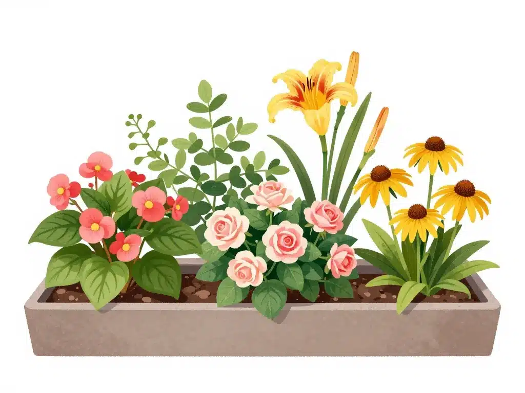 massif de fleurs qui ressemblent à une rose faciles à cultiver