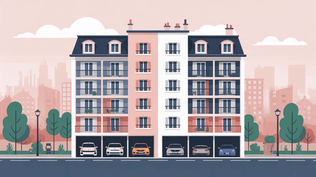 illustration loi place de parking par appartement immeuble résidentiel parking sous-sol surface