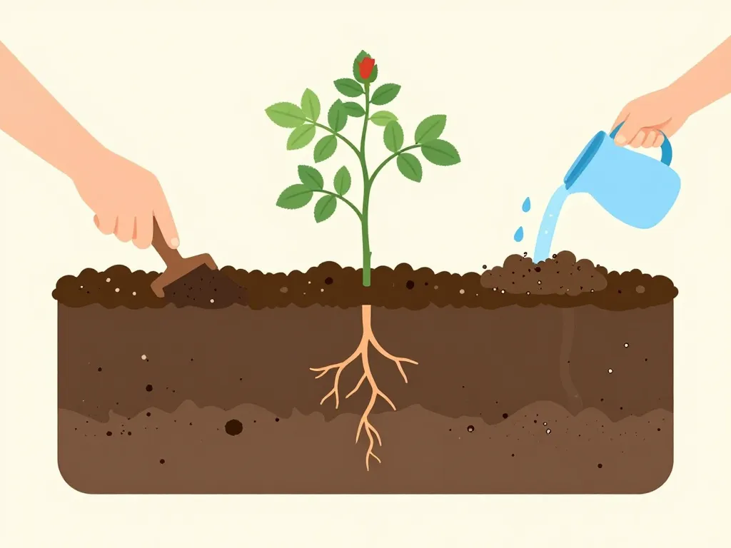 schéma plantation rosa super star étapes sol arrosage