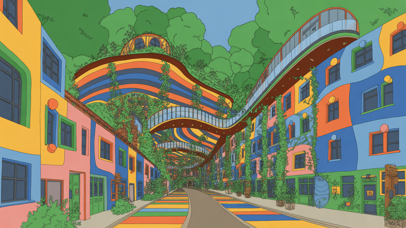 Vue globale vectorielle de la Waldspirale Darmstadt