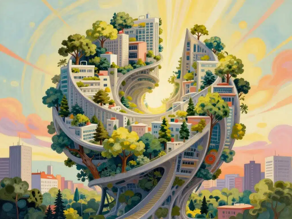 Spirale verte symbolique de la Waldspirale Darmstadt