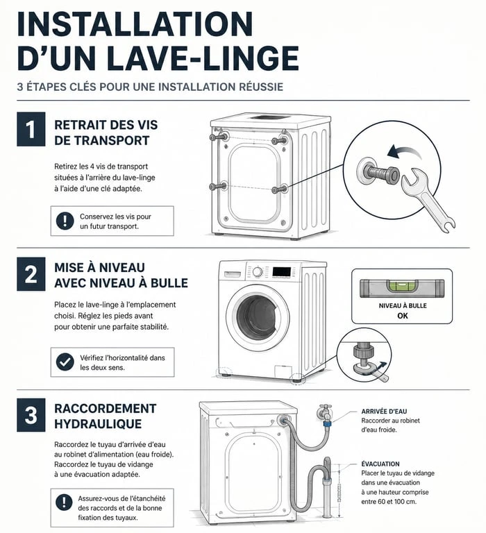 Étapes clés pour installer une machine à laver en toute sécurité