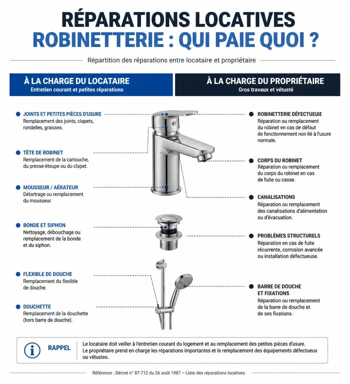 Répartition des responsabilités entre locataire et propriétaire pour le remplacement d'un robinet