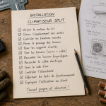 installation climatiseur split checklist sur établi
