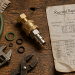 raccord rapide gaz sur établi avec outils et fiche technique