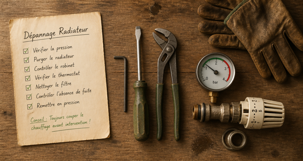 Radiateur ne chauffe pas tuyau froid outils sur bois