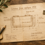 schéma fosse septique 1970 sur plan artisanal