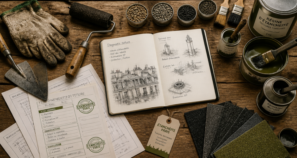 Travaux d'étanchéité Paris table outils