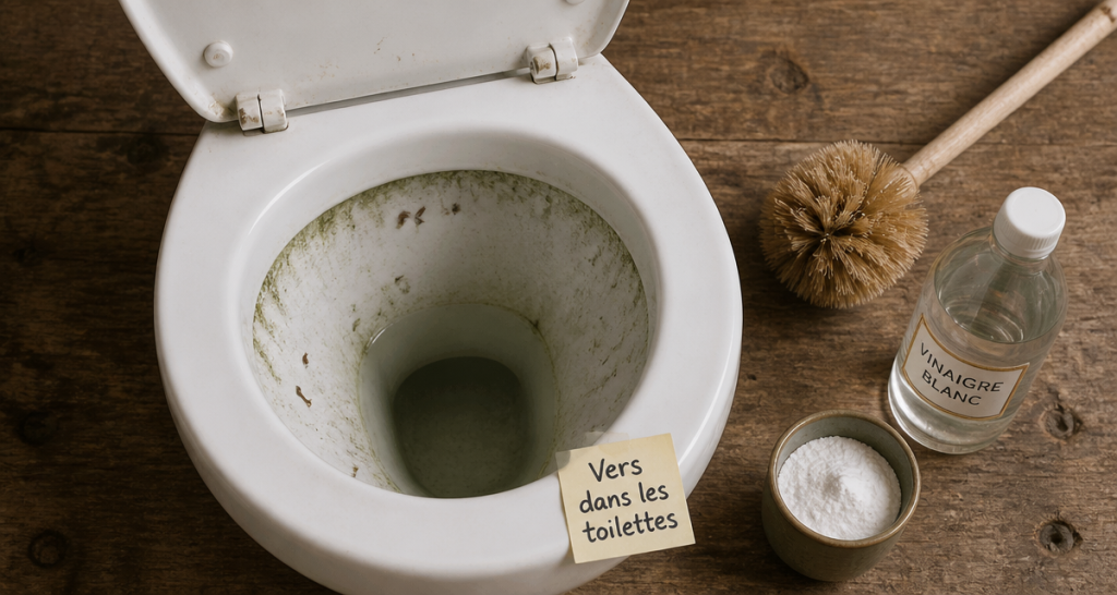vers dans les toilettes sur parois humides