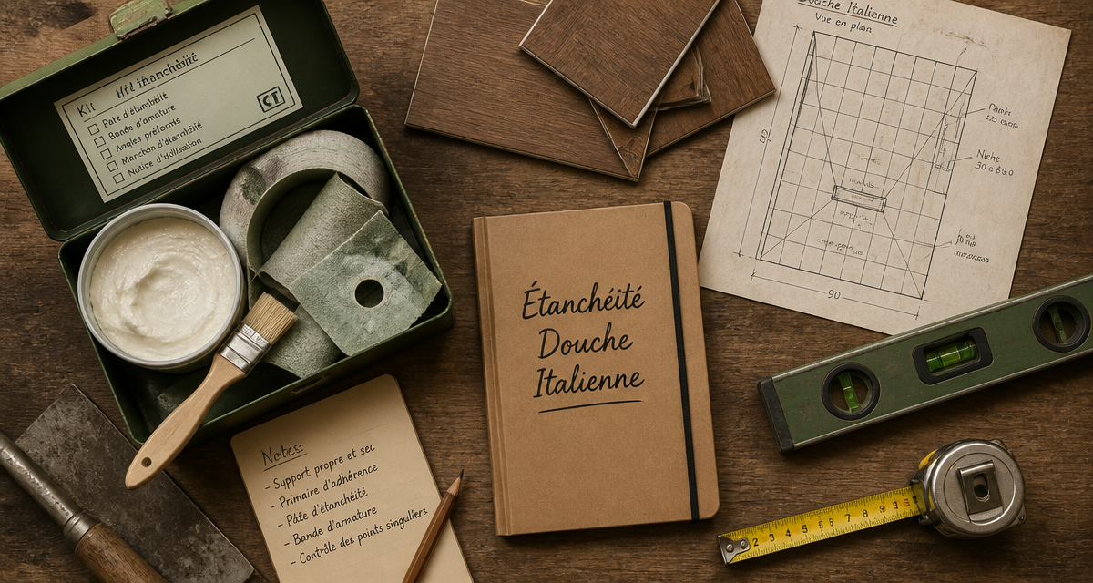 kit étanchéité douche italienne sur plan de travail