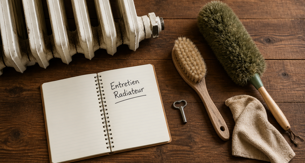 nettoyer un radiateur avec brosse et chiffon