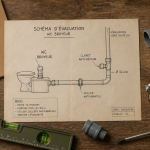 schema evacuation wc broyeur avec accessoires sur etabli