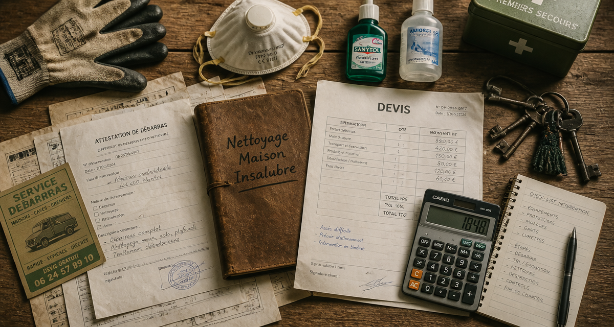 tarif nettoyage maison insalubre sur table de travail