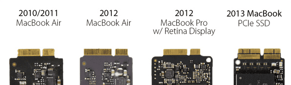 Different Apple Mac SSD types that we recover data from