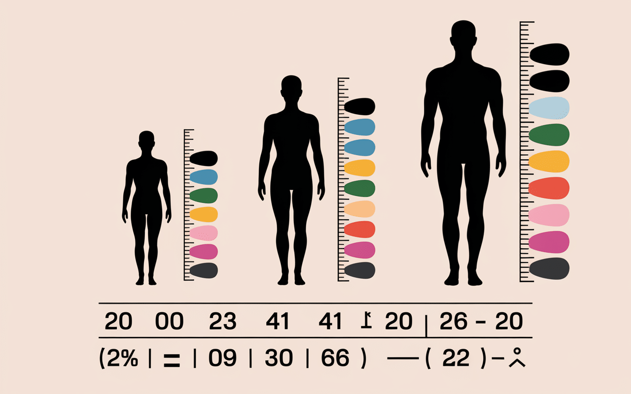 illustration calcul 20000 pas en km selon morphologie silhouettes tailles