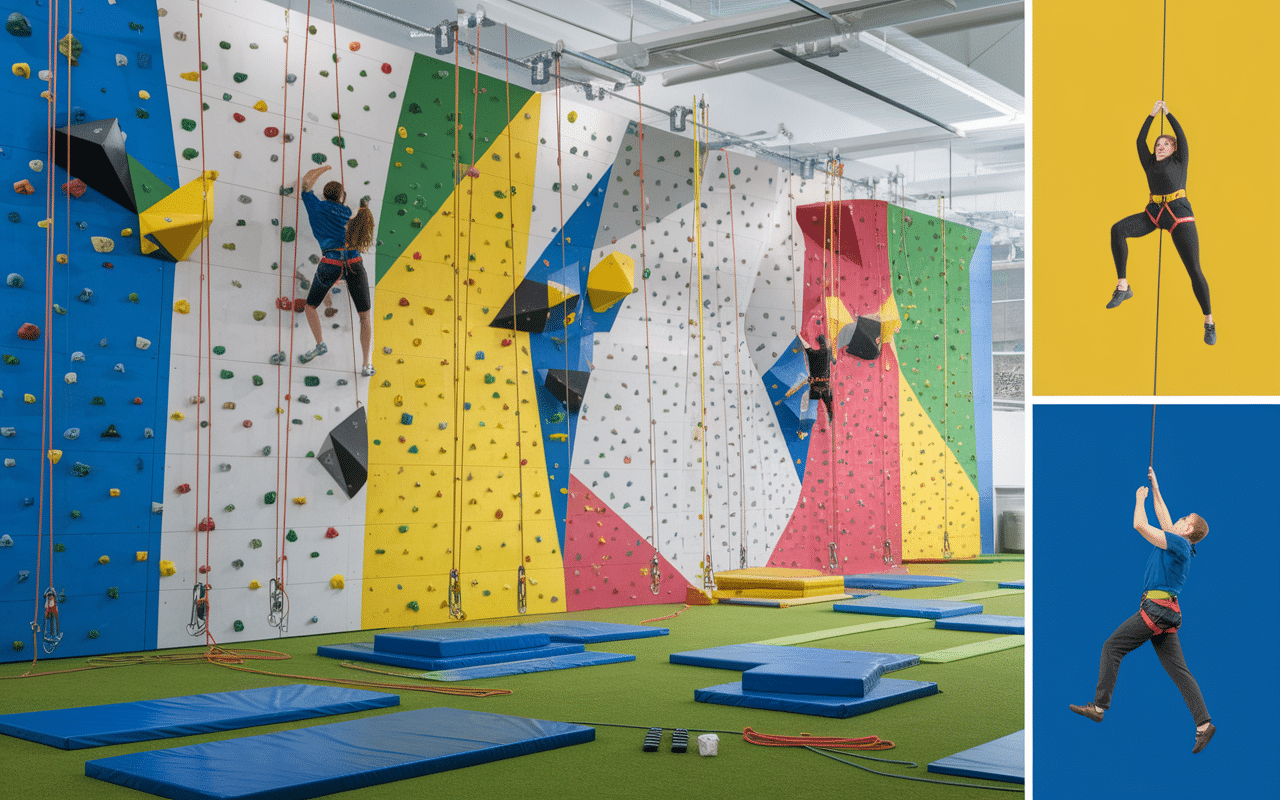 activités escalade climb up mur bloc harnais