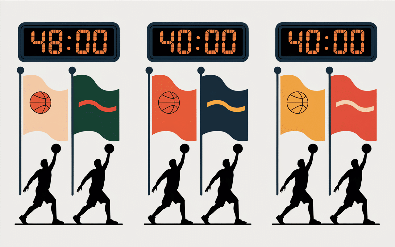 durée match basket comparatif compétitions chronomètres