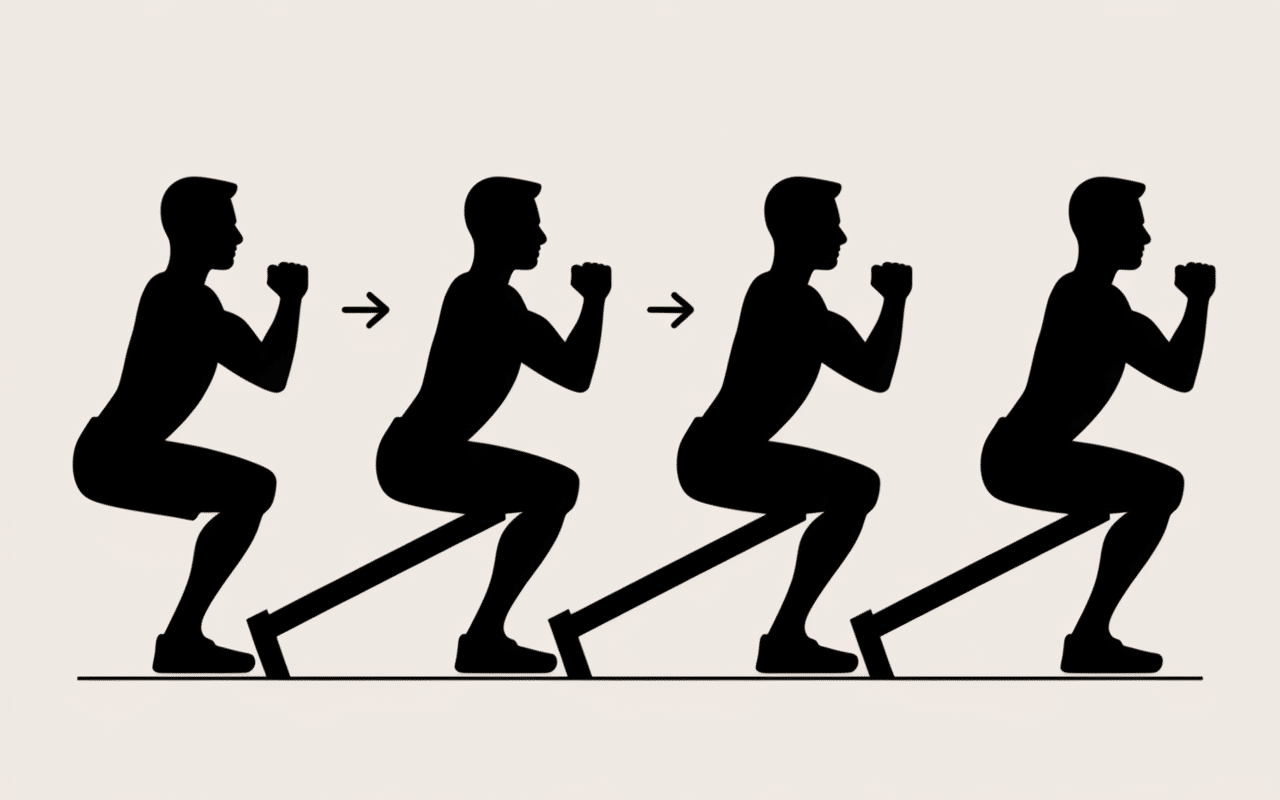 phases exécution hack squat machine profil silhouette