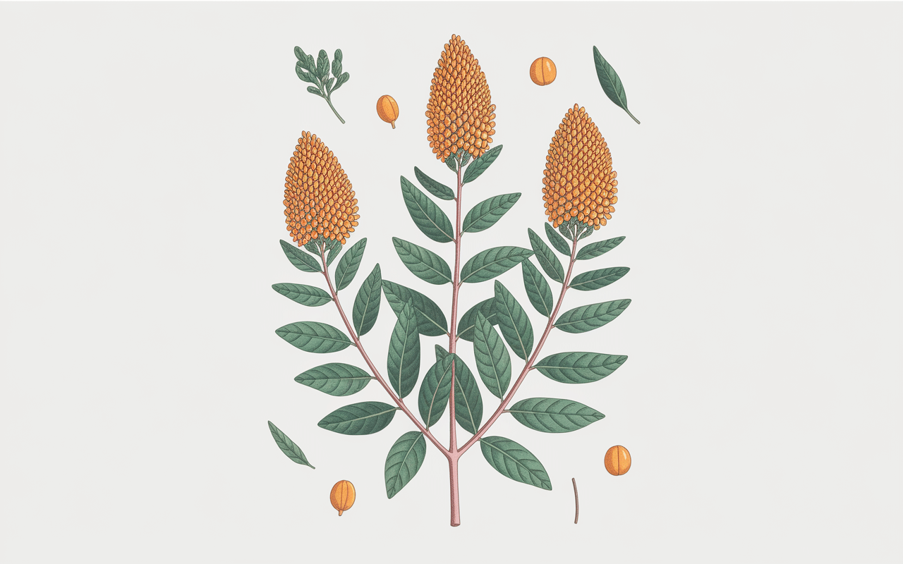 plante ashwagandha racines baies oranges fond blanc