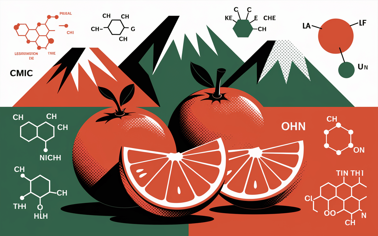 Oranges sanguines tranche composition chimique Morosil