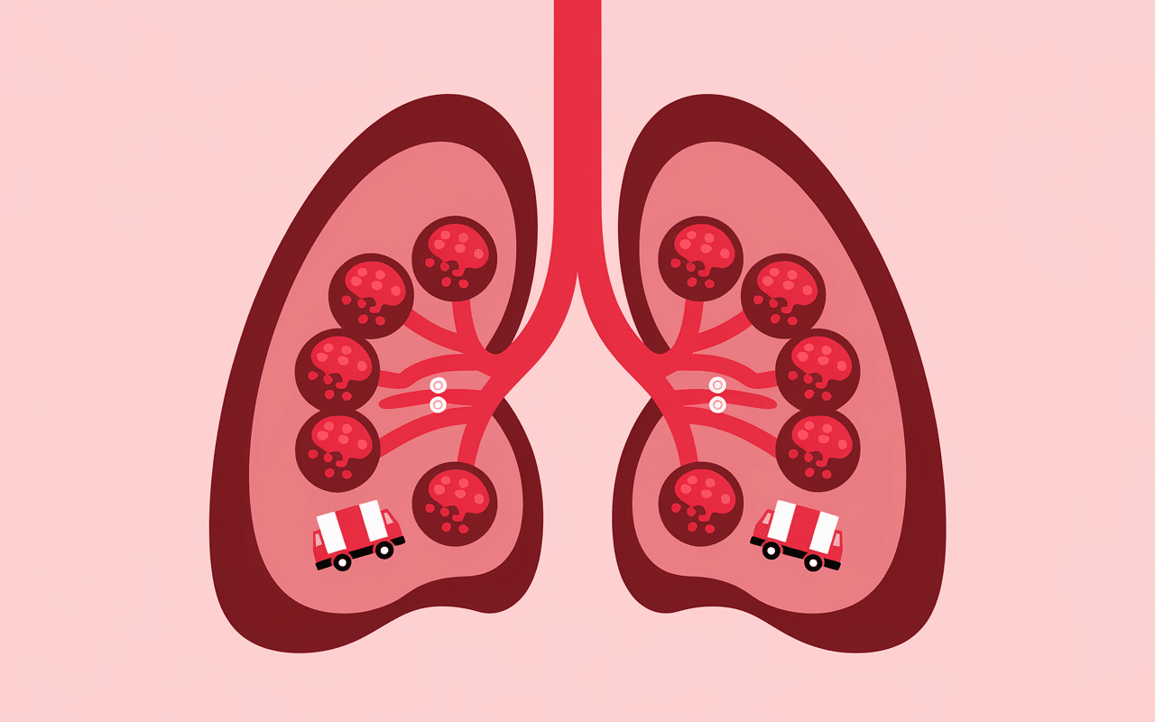 schema parcours oxygene sang avec poumons et globules rouges