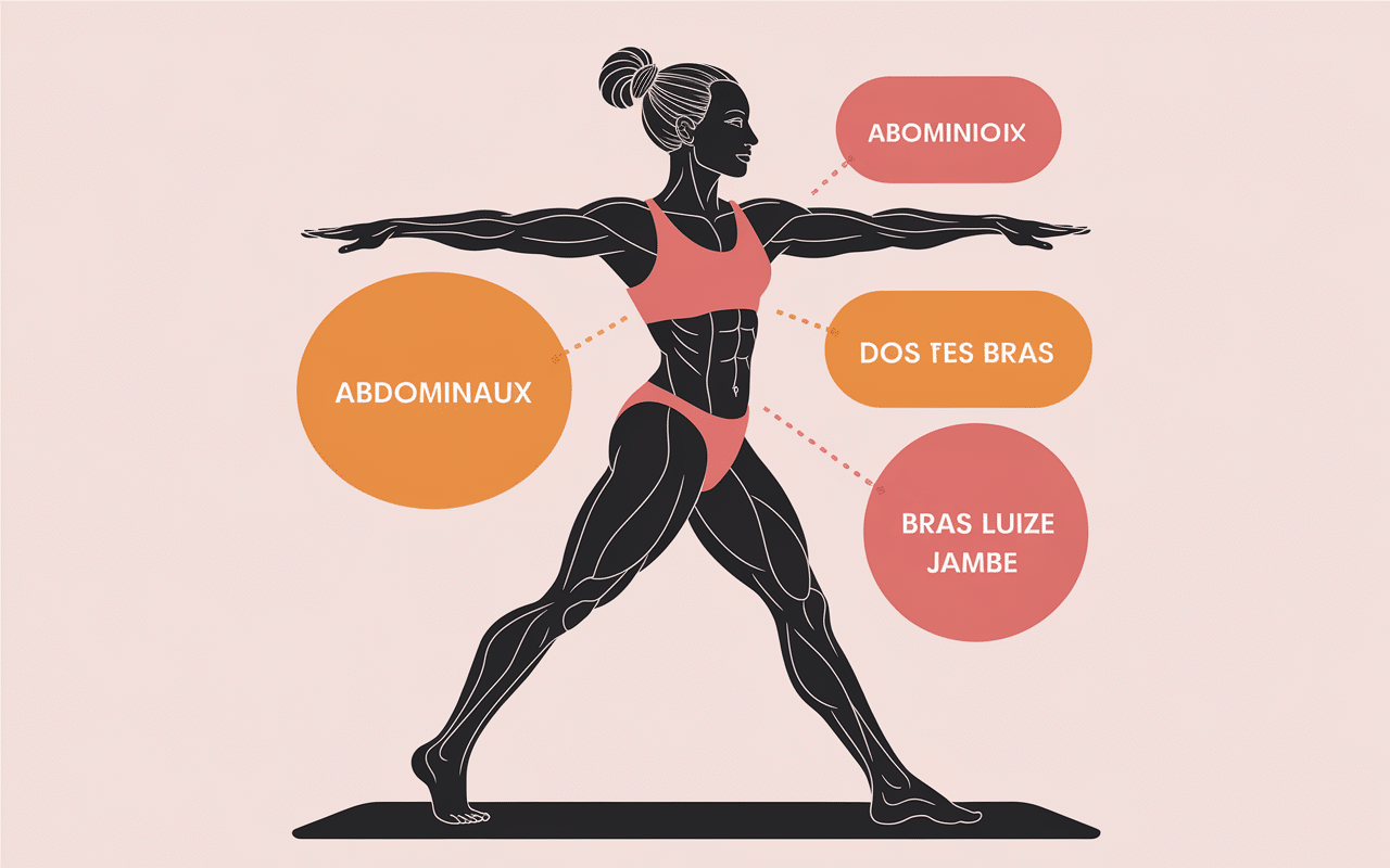 illustration muscles renforcés par pilates au mur
