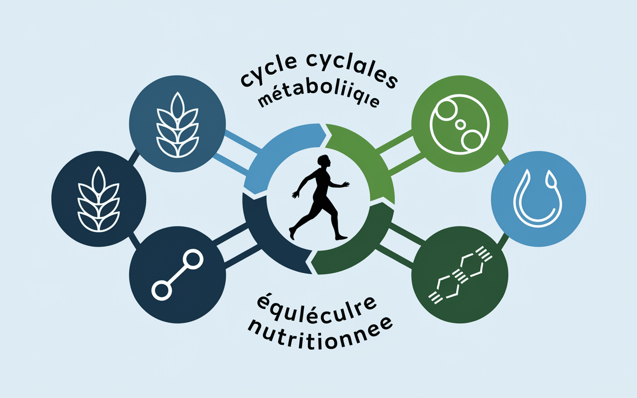 Diagramme métabolique du carb cycling avec glucides et énergie