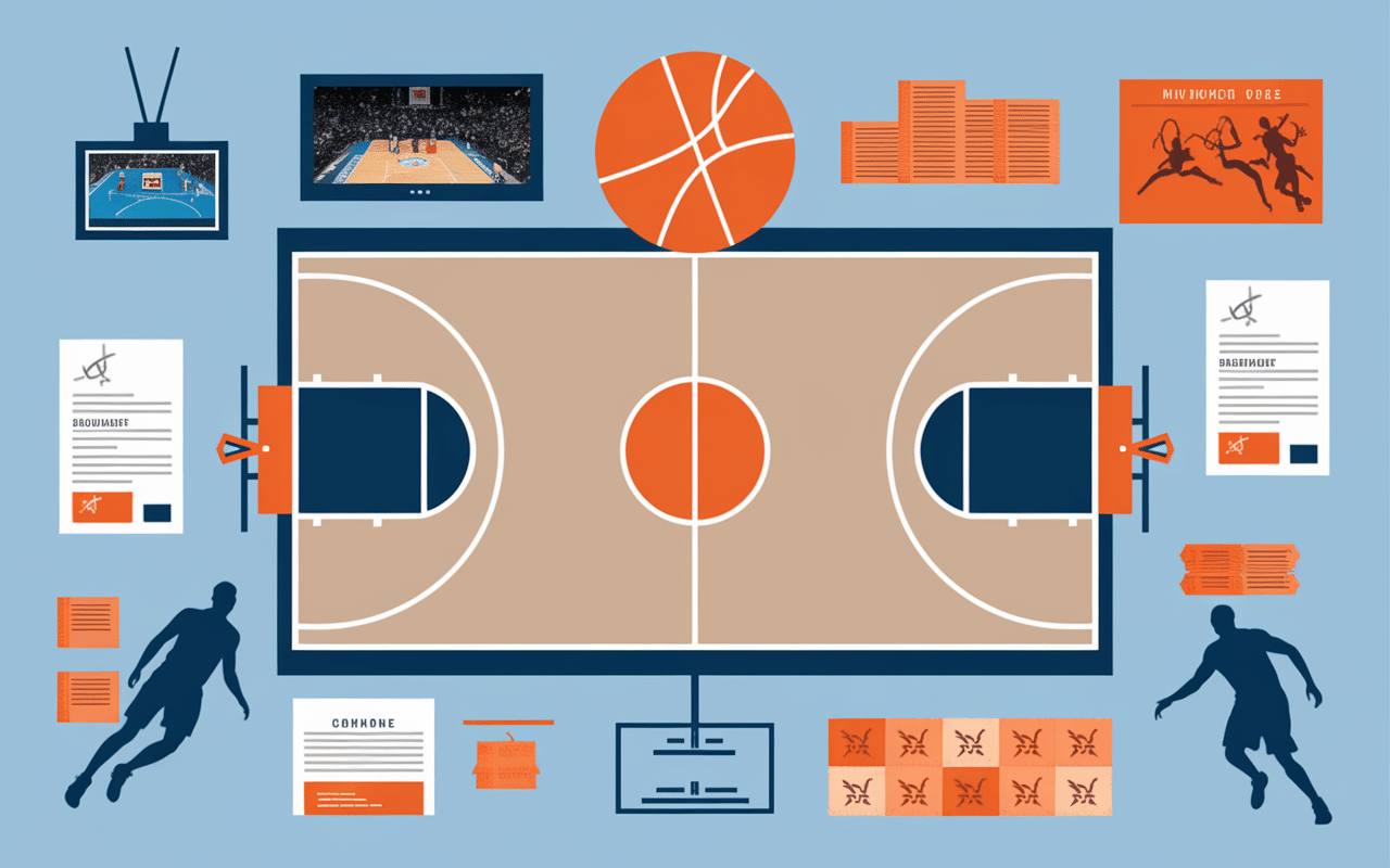 Illustration terrain basketball et richesse