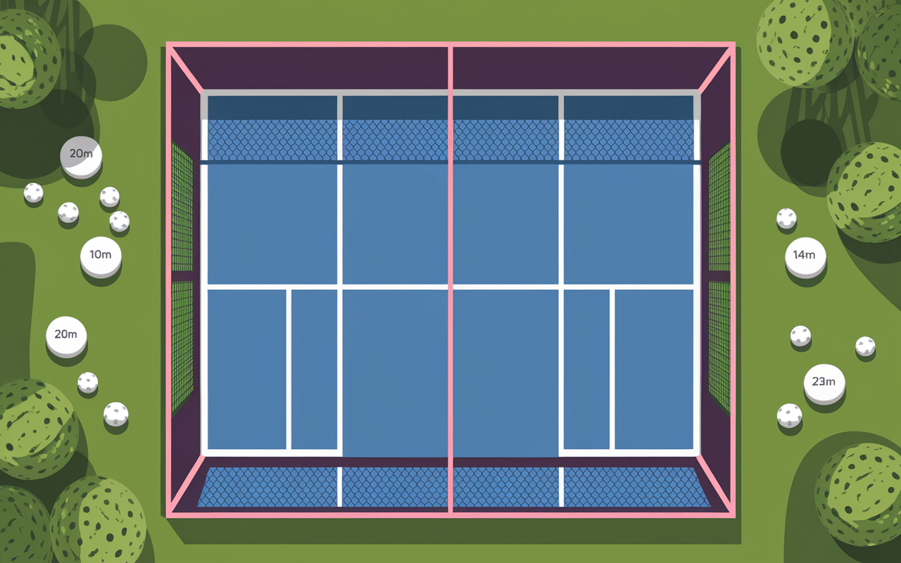 Vue aérienne dimensions du terrain de padel