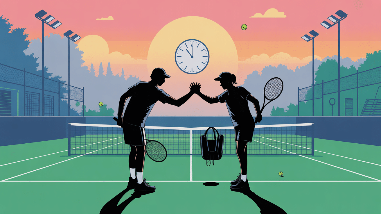 Joueurs matin terrain de tennis libre accès autour de moi
