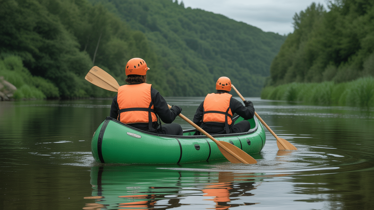 canoe gonflable vert navigation en securite