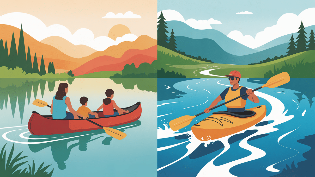 Famille en canoe sportif en kayak