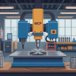 machine a frapper mcp au centre d’un atelier avec pieces marquees