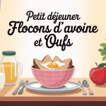 petit dejeuner flocon d'avoine oeuf bol et oeufs matin