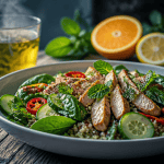 Salade aliments brûle graisse avec thé vert