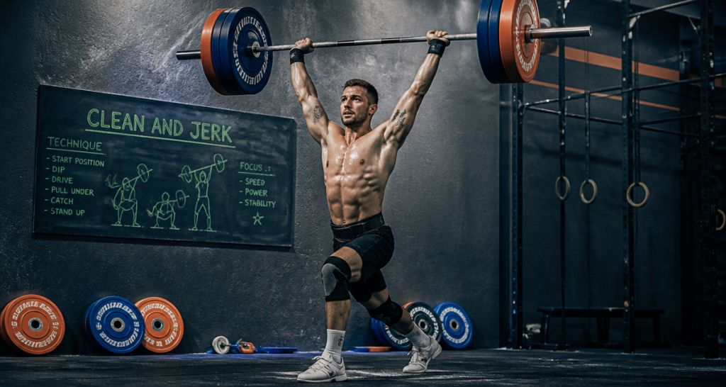 athlète clean and jerk crossfit
