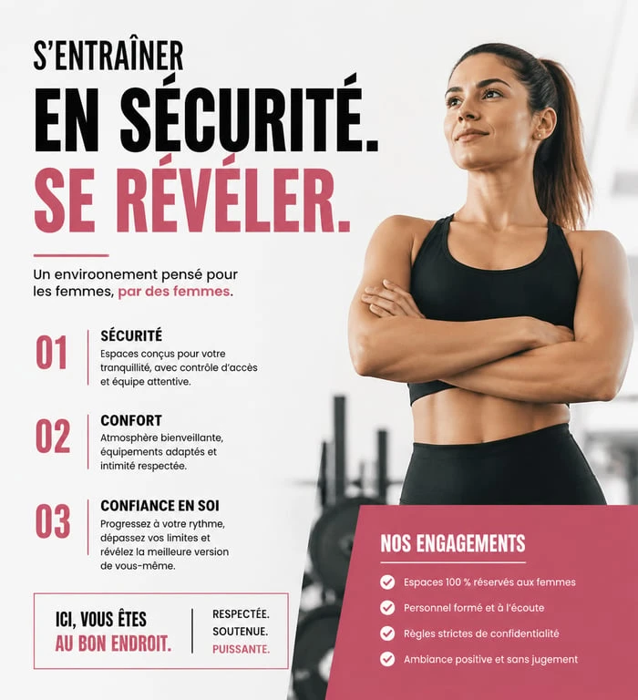 Infographie comparative des avantages d'une salle de sport pour femme