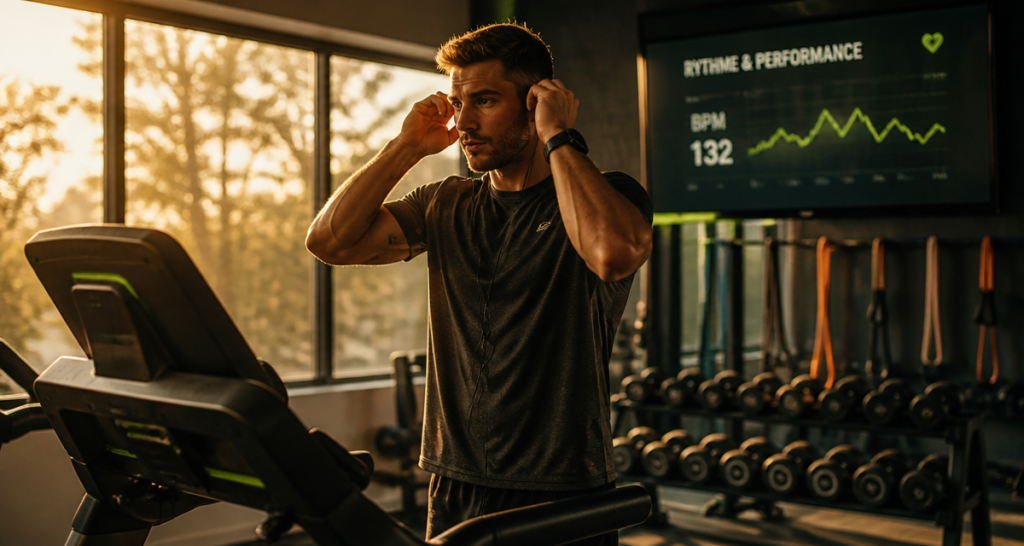 fitness en musique salle de sport écouteurs