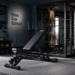 Espace home gym pour musculation avec banc et cage